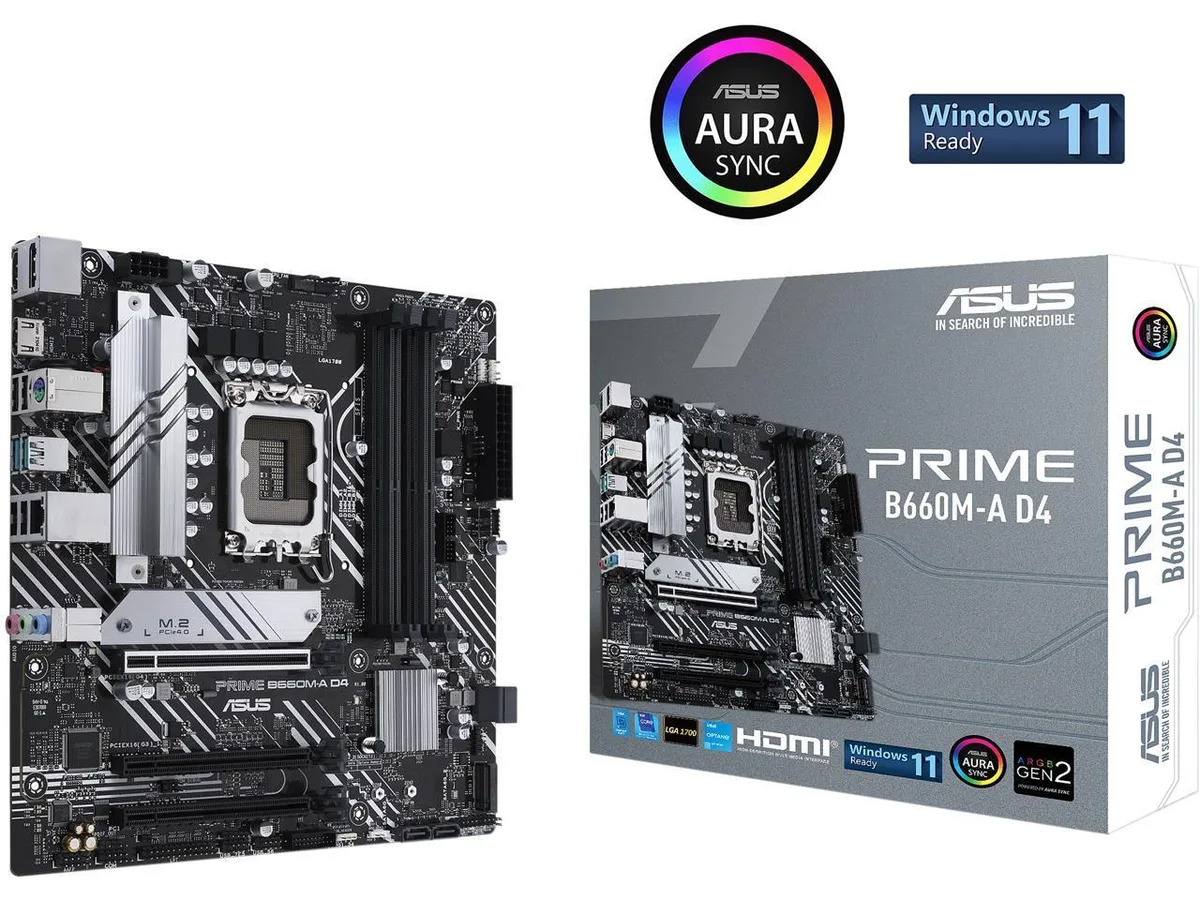 Dark green micro-ATX board with silver VRM heatsink, four DDR4 slots, two M.2 heatsinks, rear I/O shield