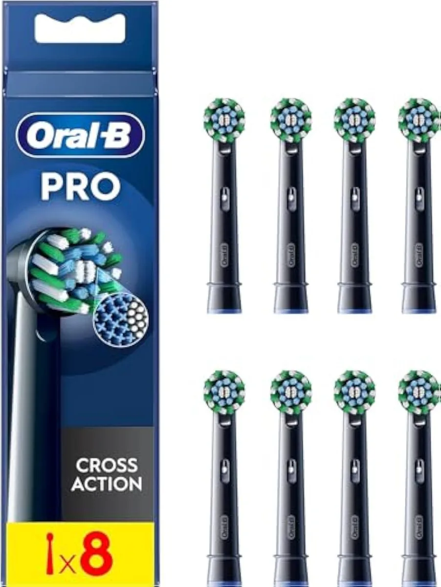  Oral-B Pro Cross Action Electric Toothbrush Heads X-Shape 8 Pack Black — product photo