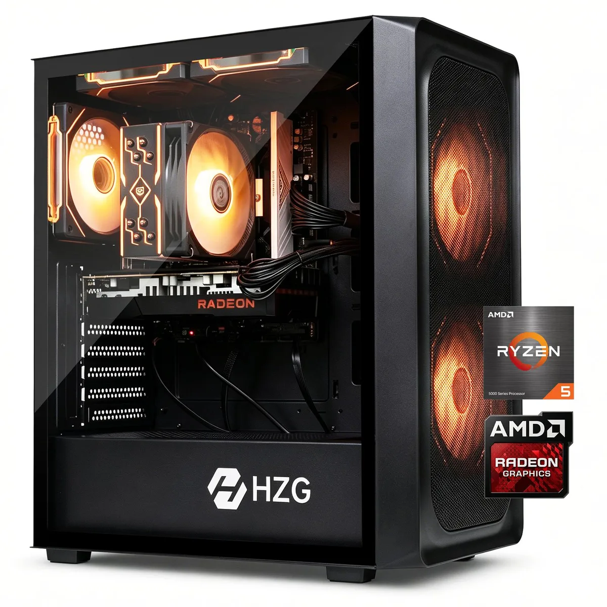 HZG HZG M500 Gaming PC Ryzen 5 5600 RX 6600 16GB 1TB ARGB — product photo