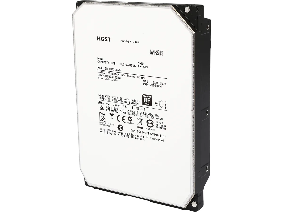 HGST HGST Ultrastar He8 0F23268 8TB 7200 RPM 128MB SAS 12Gb/s 3.5" internal hard drive — fotografia produktu