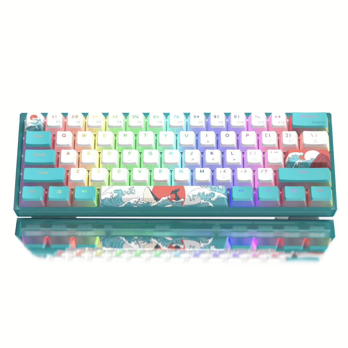 Womier Womier WK61 V2 60% Gaming Keyboard Blue Linear Red Switch 61 Keys Hot-Swappable PBT Keycaps RGB Wired — toote foto