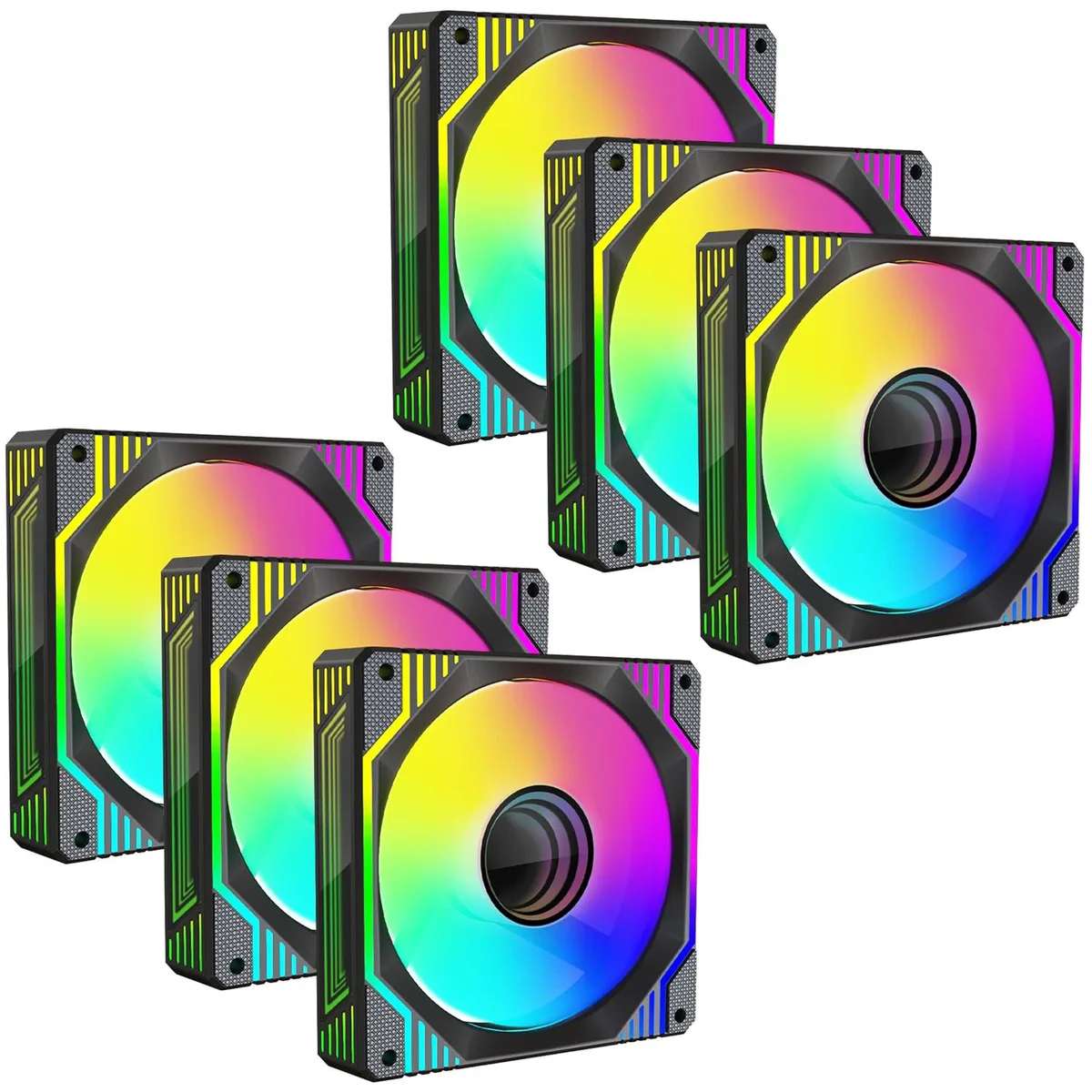 Portholic Portholic 120mm Infinity Mirror ARGB Case Fan 600-1800RPM Black 6-Pack — снимка на продукта