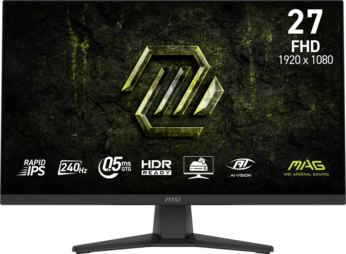 27 inch flat black gaming monitor on tilt stand
