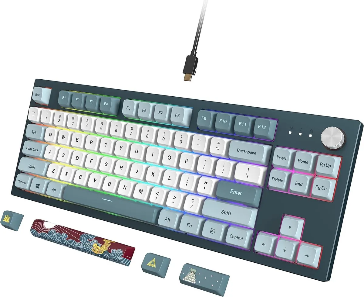 Tenkeyless mechanical keyboard in Freedom colour with MDA PBT keycaps and RGB lighting