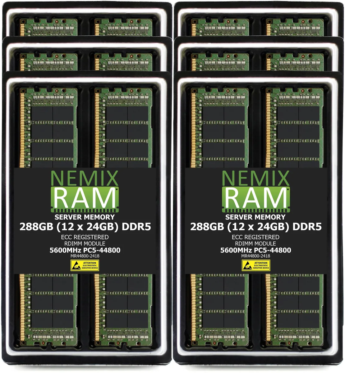 NEMIX RAM NEMIX RAM 288GB 12x24GB DDR5 5600 2Rx8 1.1V ECC RDIMM Server Memory Kit — termékfotó