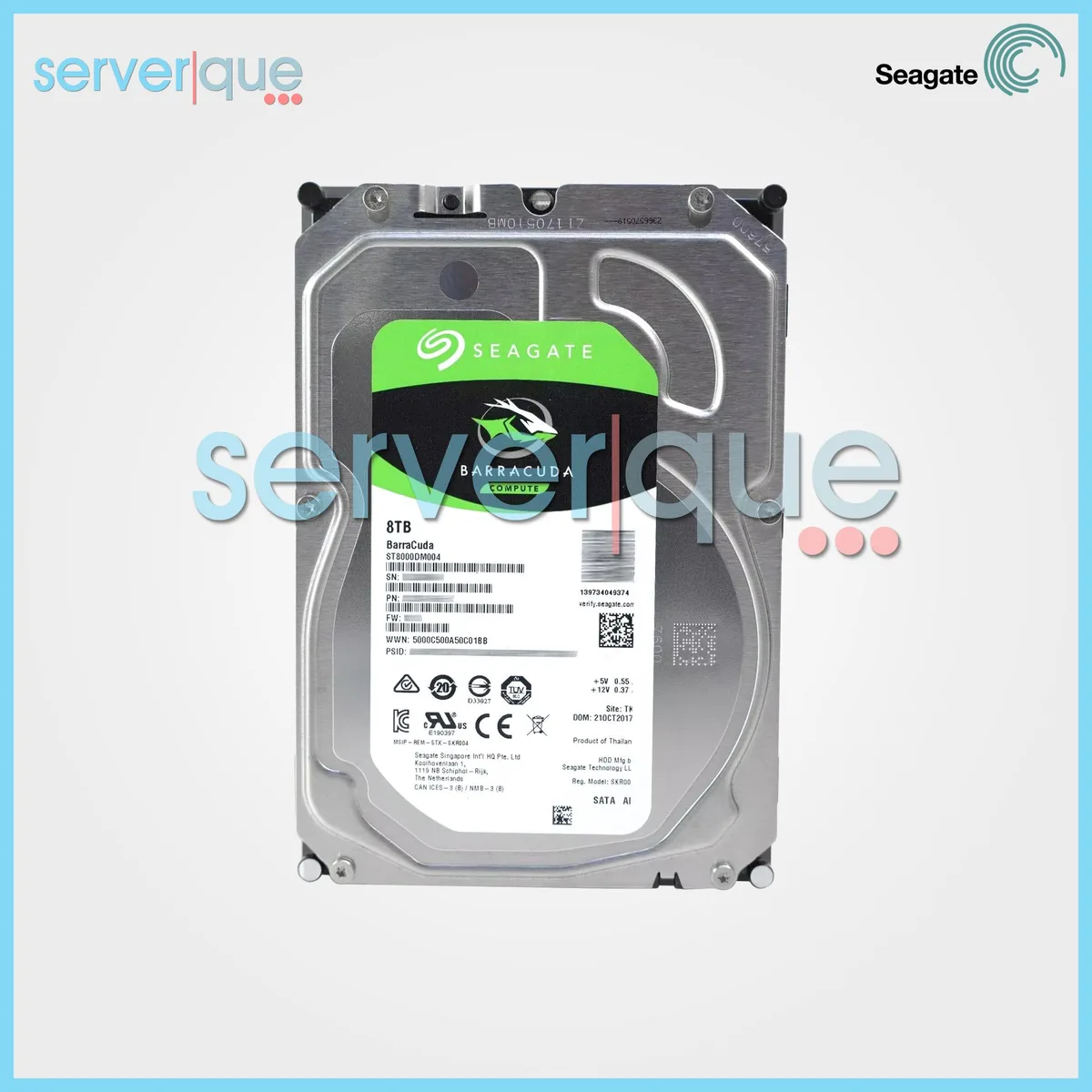 Silver 3.5 inch internal hard drive with SATA connectors