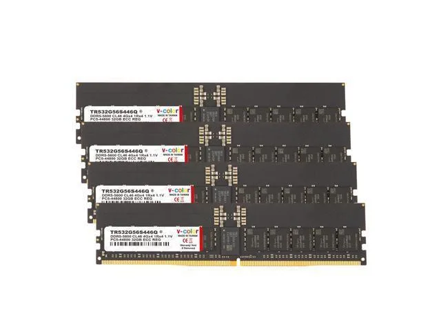 V-color V-color TR532G56S446Q 128GB (4×32GB) DDR5 5600 CL46 ECC R-DIMM 1.10V 1Rx4 Hynix server RAM — product photo