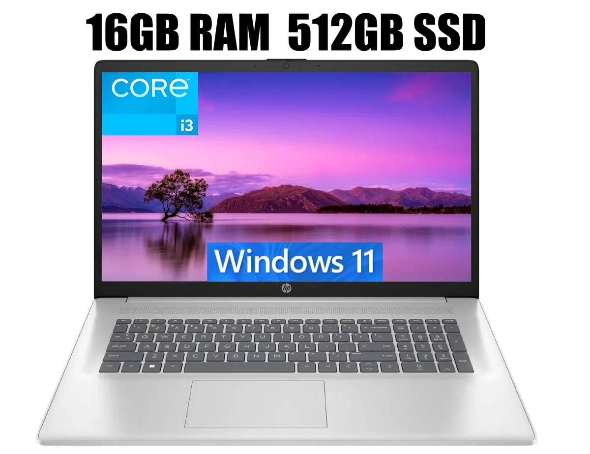 HP HP 17 laptop Intel Core i3-1215U 16GB 512GB 17.3" FHD Silver — product photo