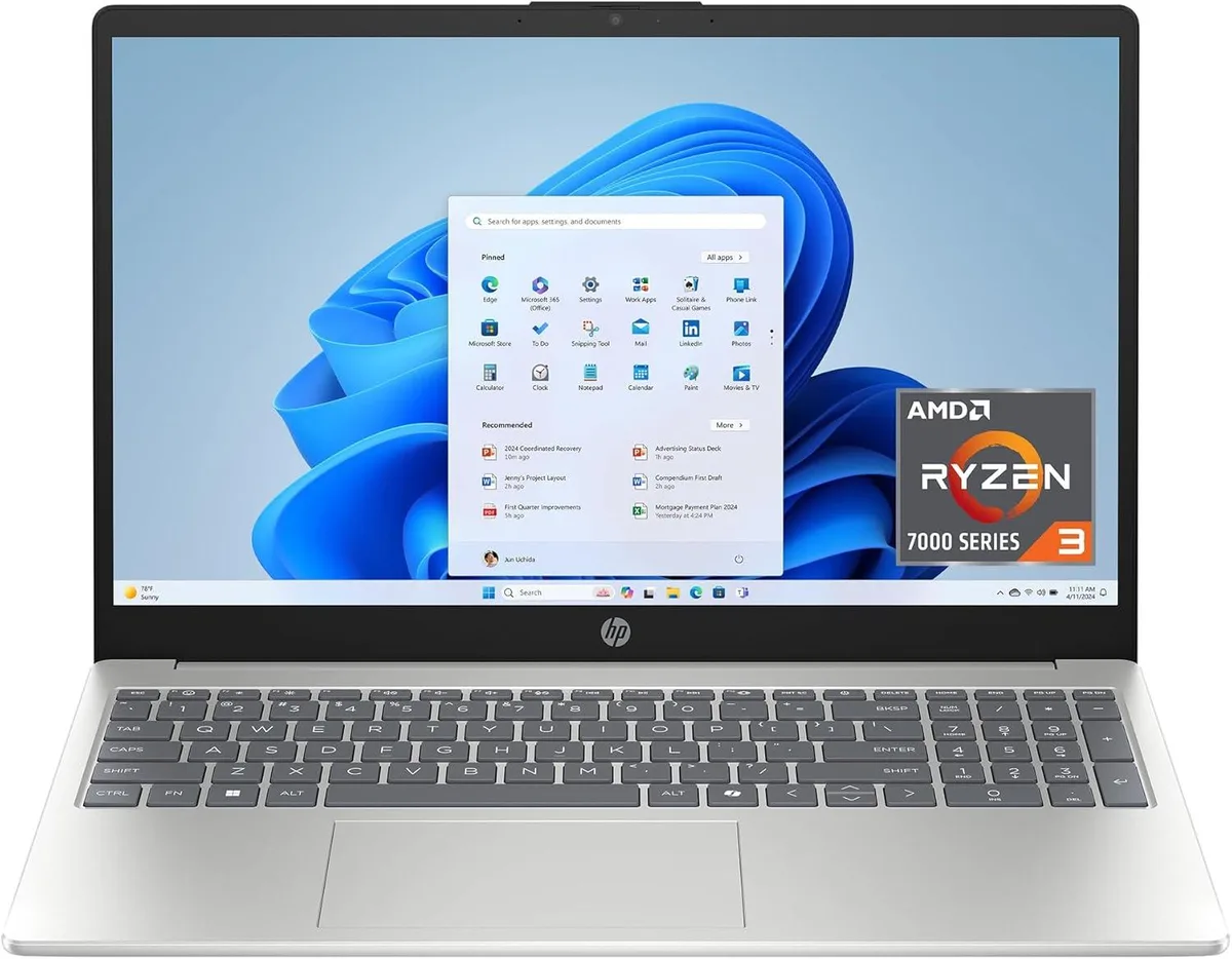 Silver 15.6 inch laptop with HD touchscreen display closed flat
