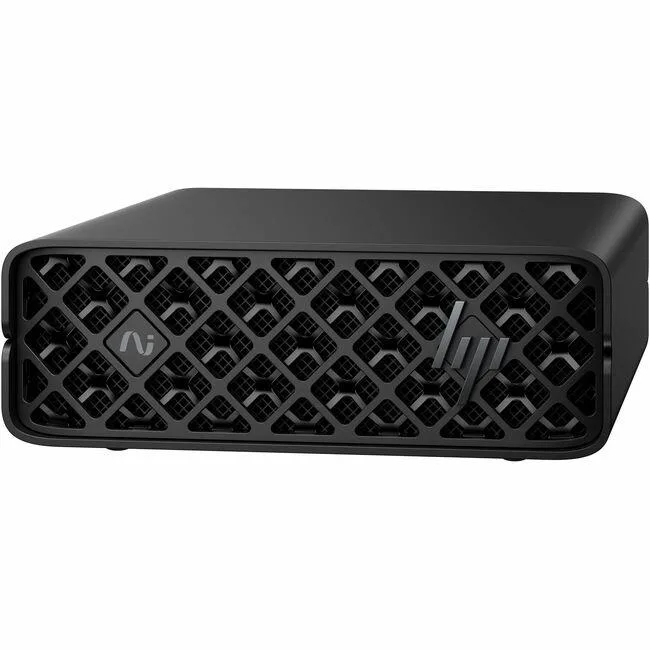 Compact black mini PC workstation with ARM Cortex X925 processor