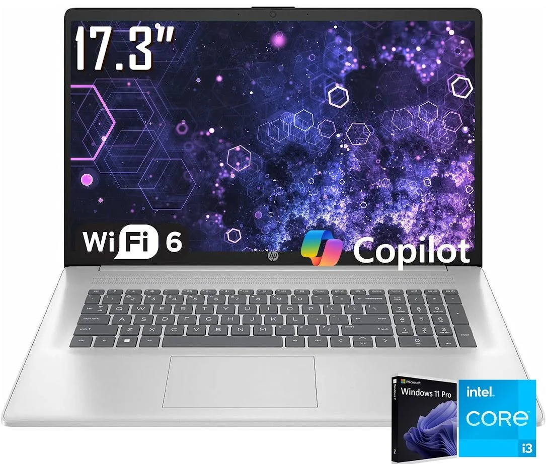 HP HP 17.3" Laptop i3-N305 32GB 2TB SSD WiFi 6 Silver — product photo