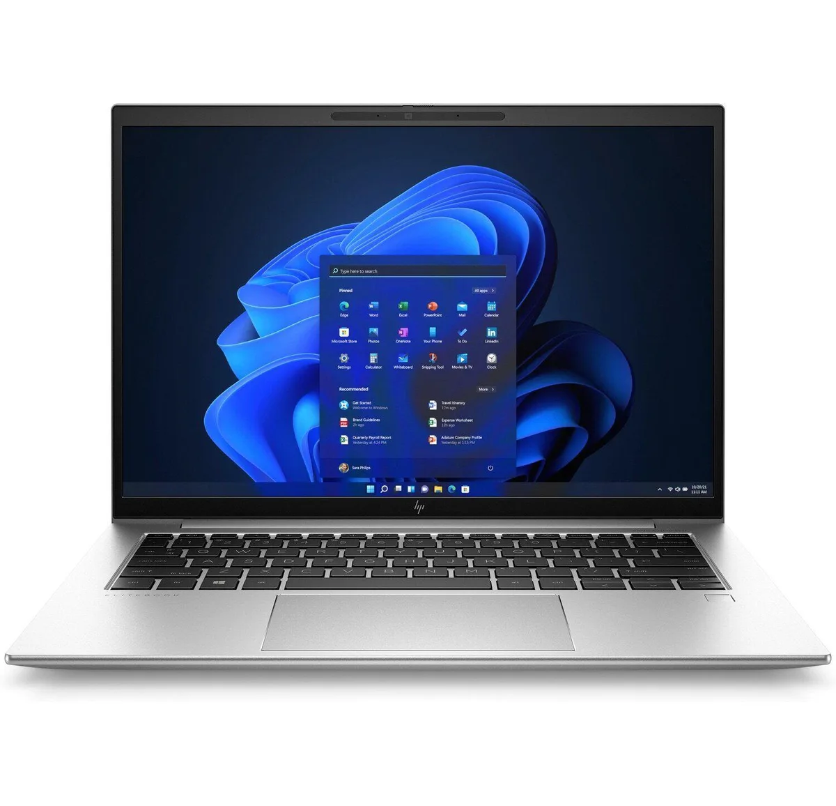 Silver 14-inch touchscreen laptop with narrow bezels