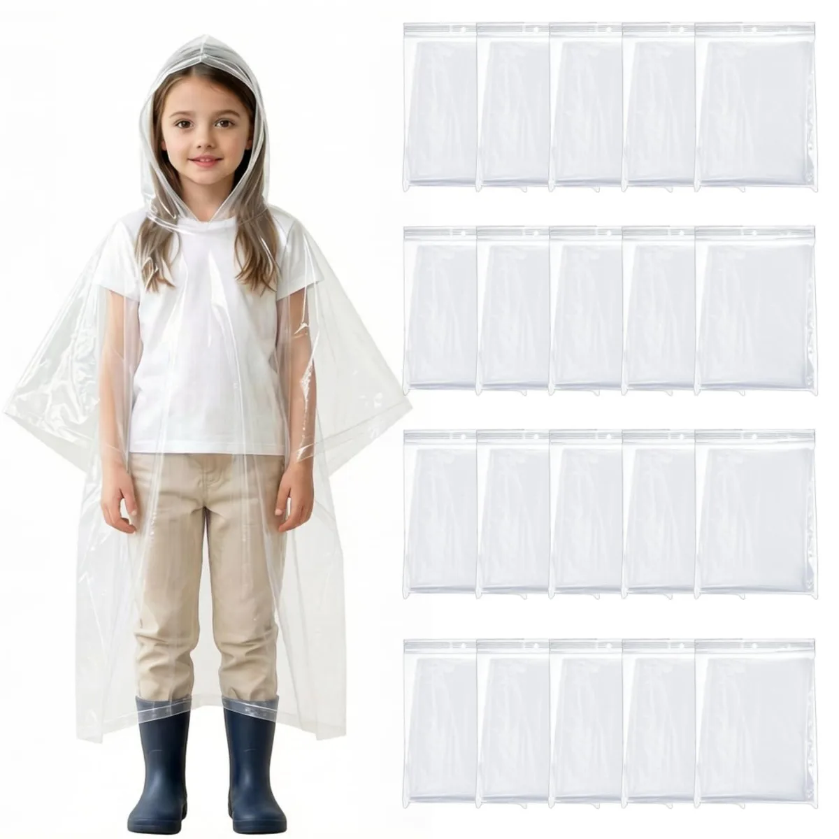Cididu Rain Ponchos 20 Pack Clear Children's Outerwear — toote foto