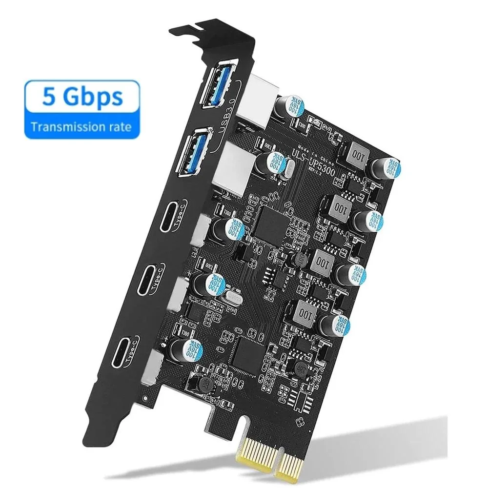 ESTONE ESTONE PCIE22A3C PCI-E to USB 3.0 5-Port Expansion Card (3 USB-C, 2 USB-A) — 商品写真