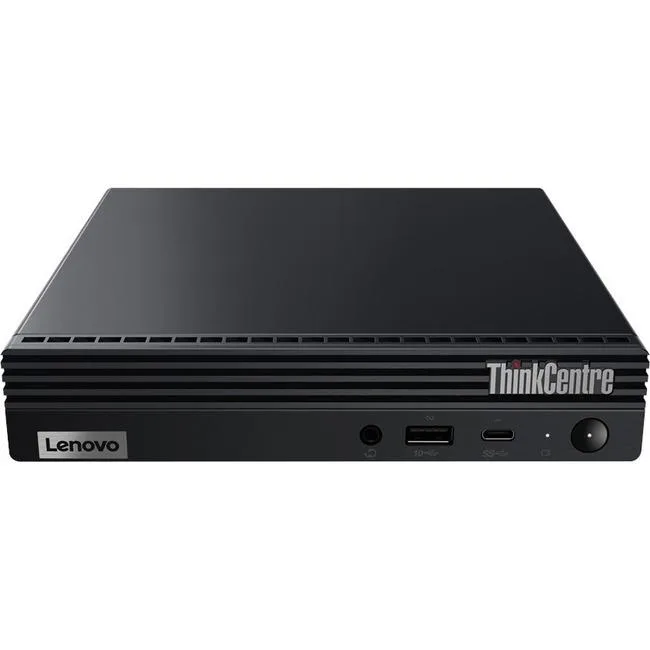Tiny black desktop computer, compact rectangular form