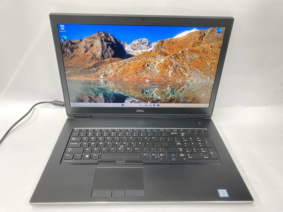 Silver Dell Precision 7730 mobile workstation with 17 inch 3840 by 2160 non-touch display
