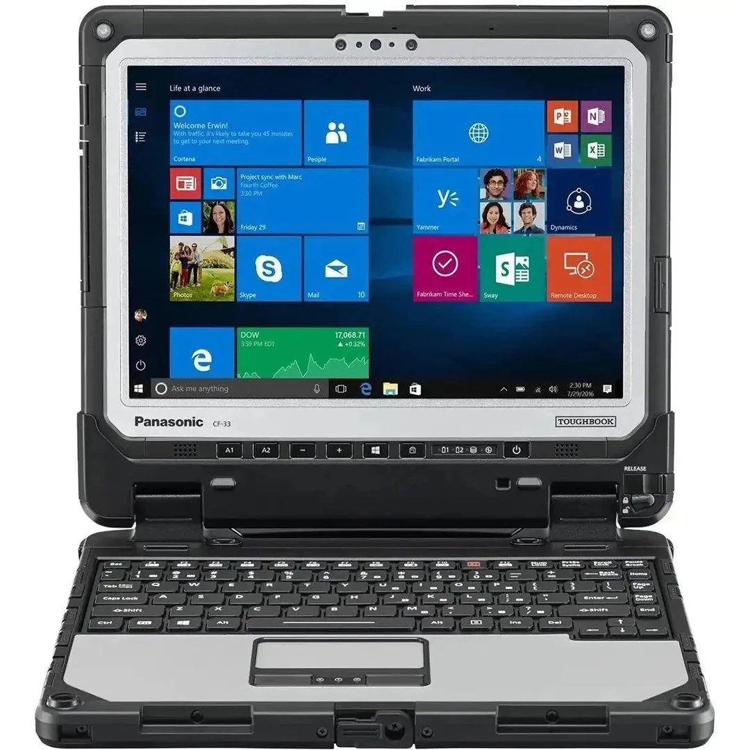 Black and silver rugged 2-in-1 detachable laptop with 12 inch QHD touchscreen and digitizer pen
