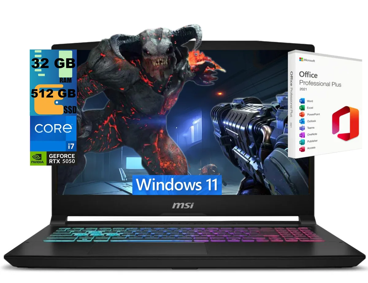 Black 15.6 inch gaming laptop with backlit keyboard