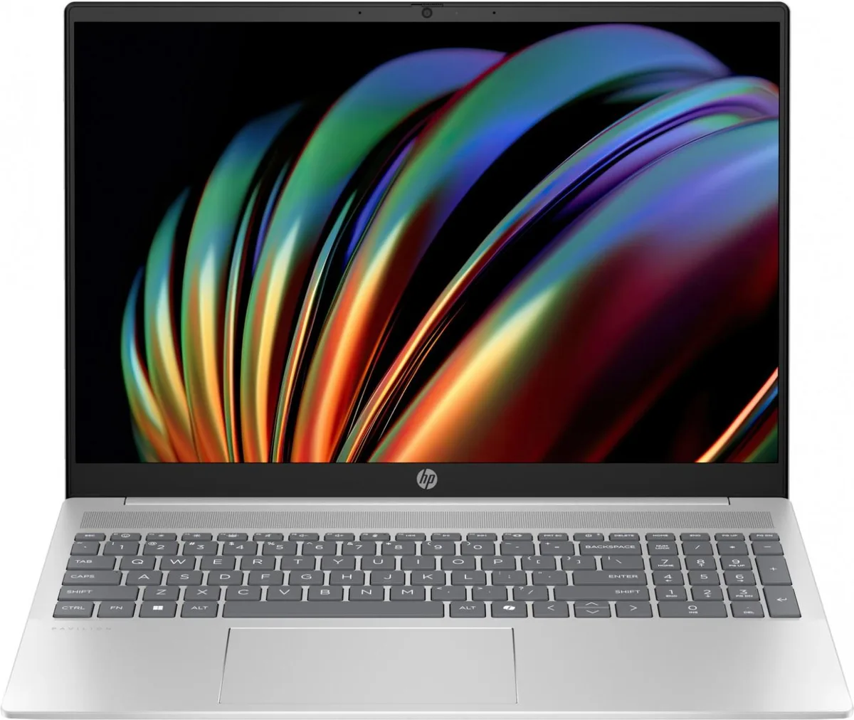 Silver 16 inch HP Pavilion laptop with minor scratches and dents