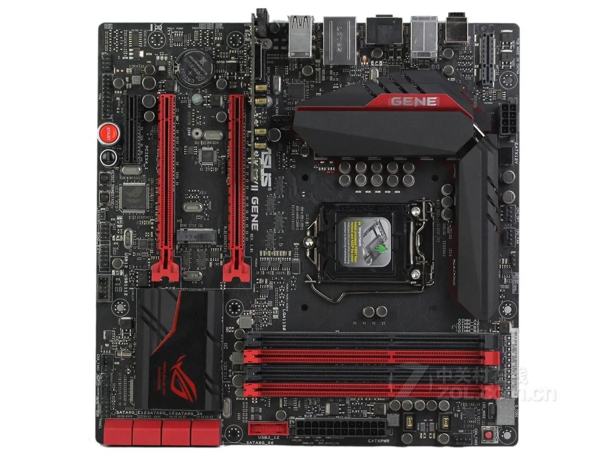Micro ATX motherboard with black PCB and metallic heatsinks