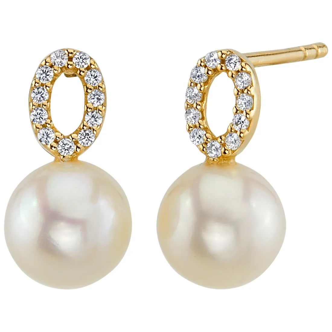 Oravo Oravo 14K Yellow Gold 7.0mm Freshwater Pearl Open Solitaire Stud Earrings — vörumynd