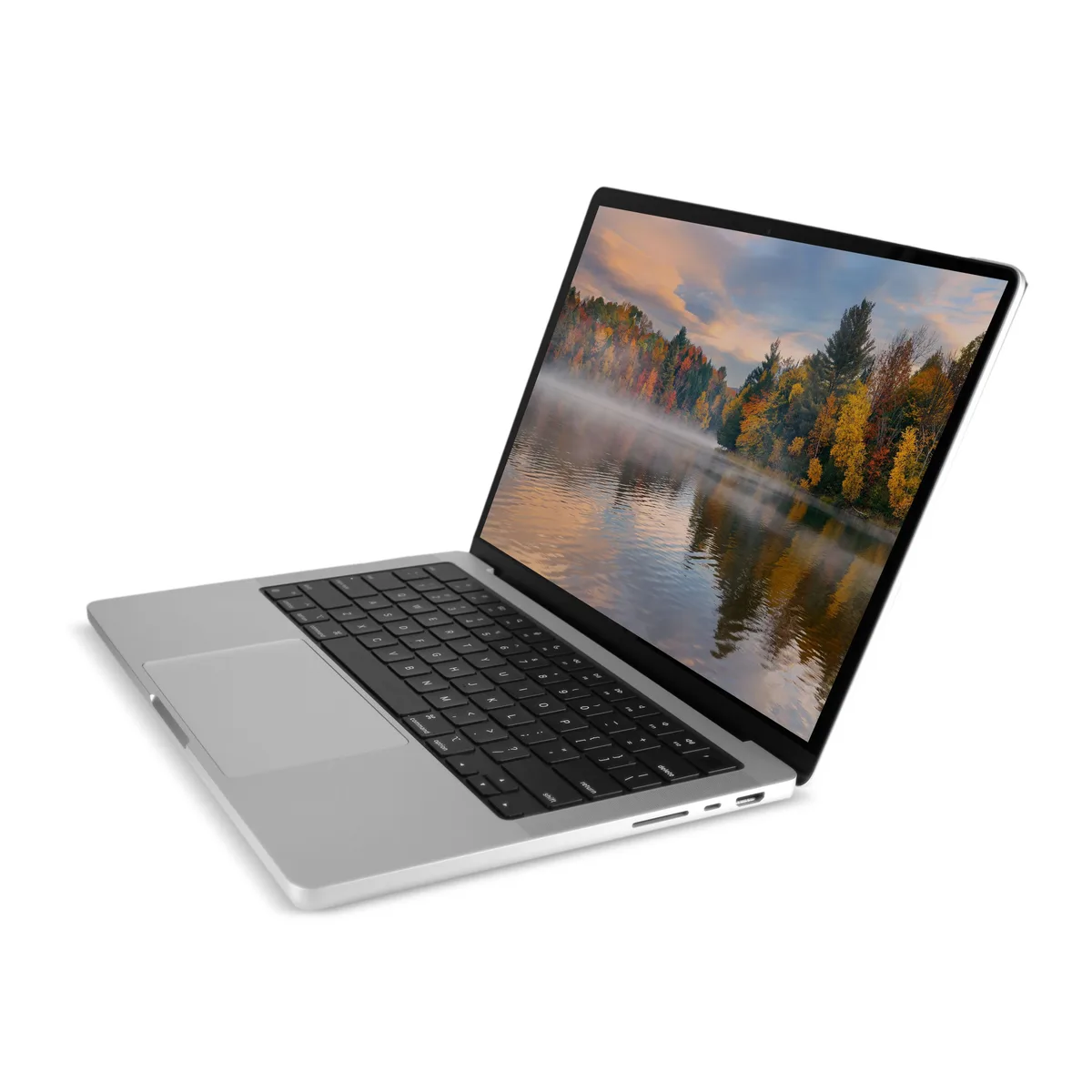 Silver 14.2-inch MacBook Pro with Liquid Retina XDR display and backlit keyboard