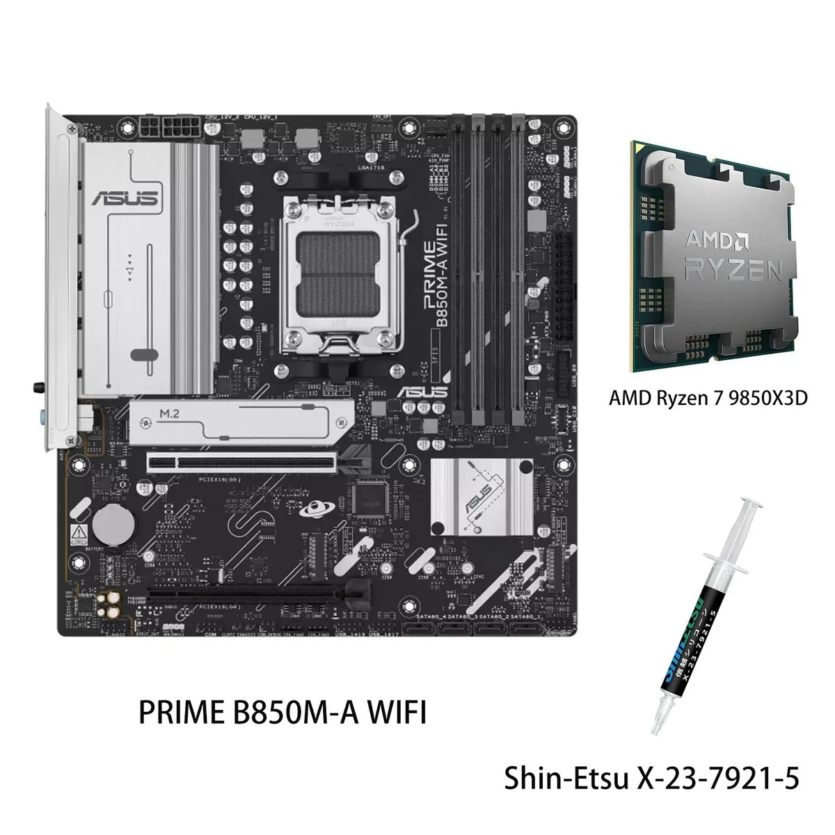 ASUS ASUS PRIME B850M-A WIFI + Ryzen 7 9850X3D AMD motherboard CPU combo — photo du produit