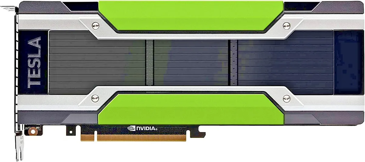 Full-height dual-slot GPU card with passive cooler and gold PCIe 3.0 x16 edge connector