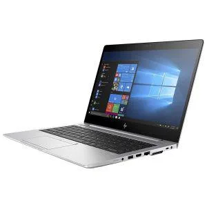 Silver 14 inch laptop closed showing HP EliteBook 840 G5 lid and webcam