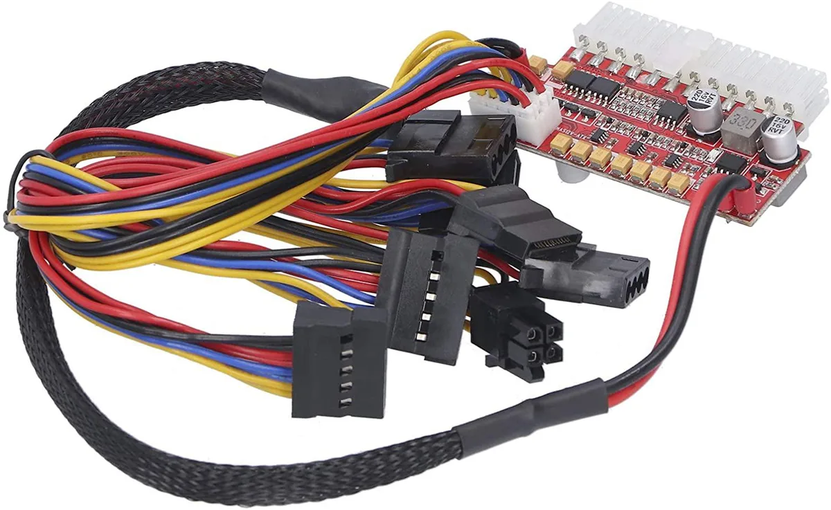 Compact 200W ATX power board with 24-pin plug and short cables