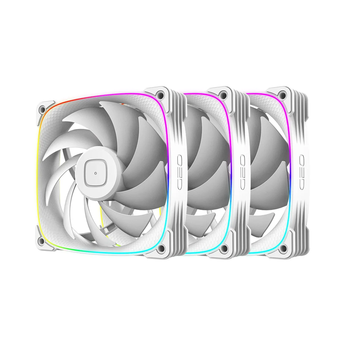 Geometric Future Geometric Future Squama 3003W-12 120mm 30mm White ARGB case fan 3-pack — 商品写真