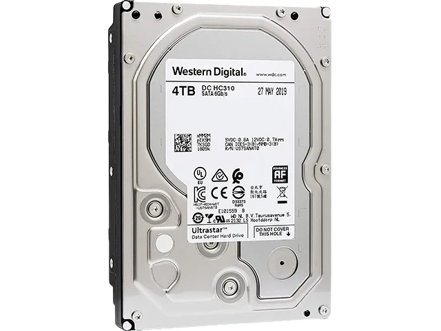 Silver 3.5-inch enterprise hard drive with SATA connector