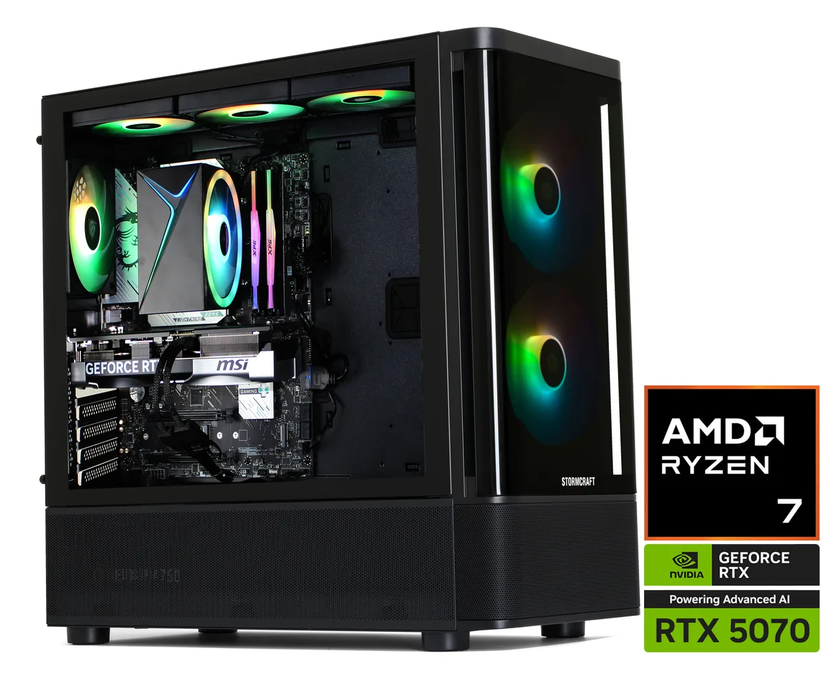 STORMCRAFT STORMCRAFT SP77000CC-570N1 Gaming PC Ryzen 7 7700 RTX 5070 32GB DDR5 2TB NVMe — product photo