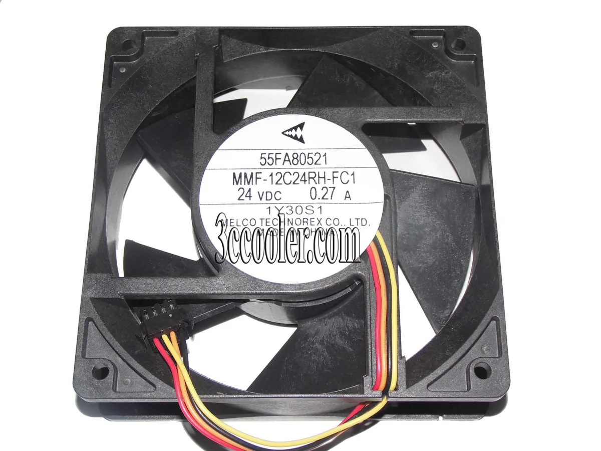 Black 120mm square fan with four-wire connector