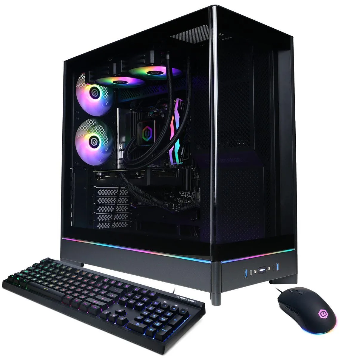 CyberpowerPC CyberpowerPC Gamer Supreme Gaming PC, Ryzen 7 9700X, 32GB DDR5, 2TB NVMe, Radeon RX 9060 XT 16GB, Black — produktfoto