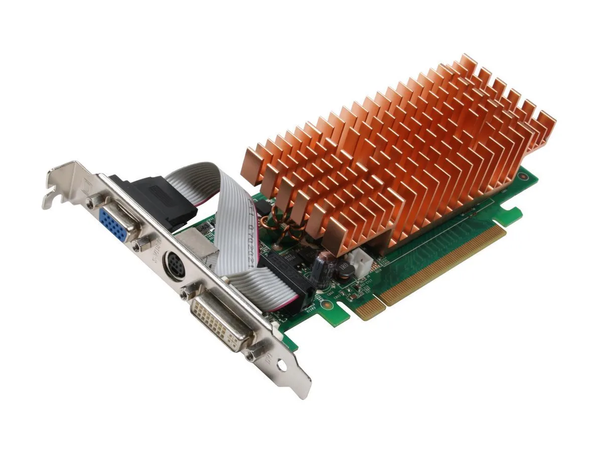 Biostar GeForce 6200LE graphics card with passive cooler, D-SUB, DVI and S-Video ports
