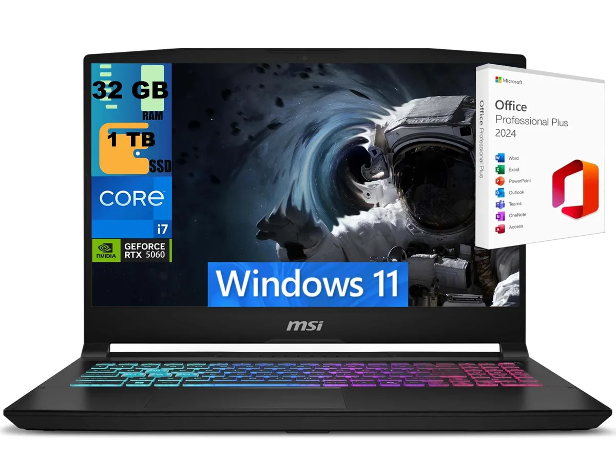 Black 15.6 inch gaming laptop with RGB keyboard and Eclipse Black finish
