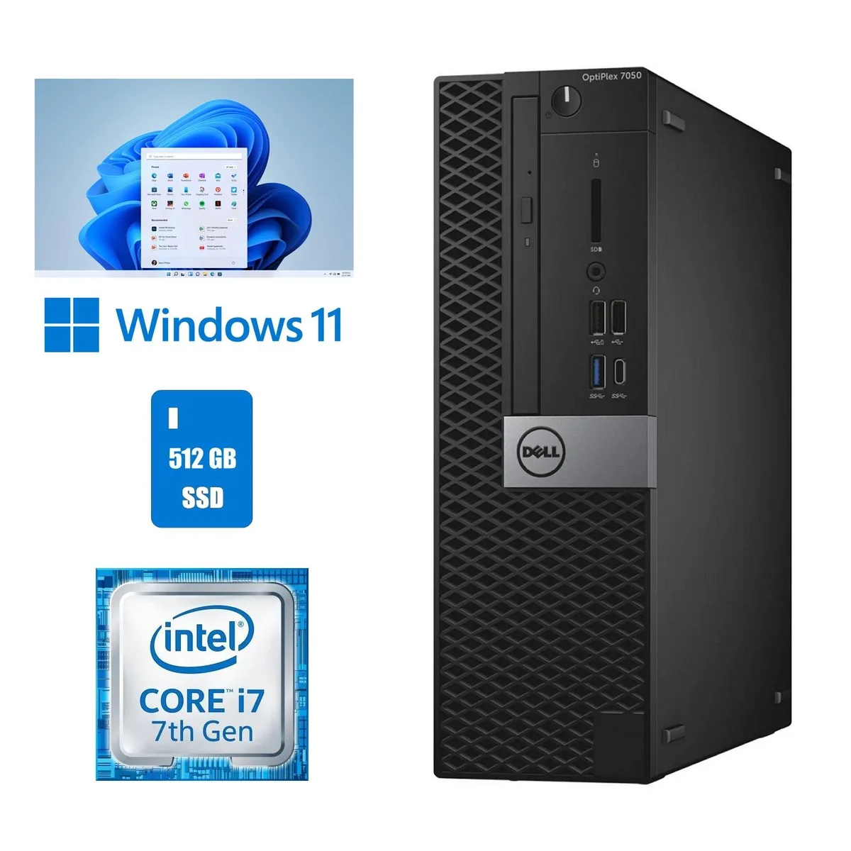 Compact black small-form-factor desktop tower with DVD drive and USB Wi-Fi adapter