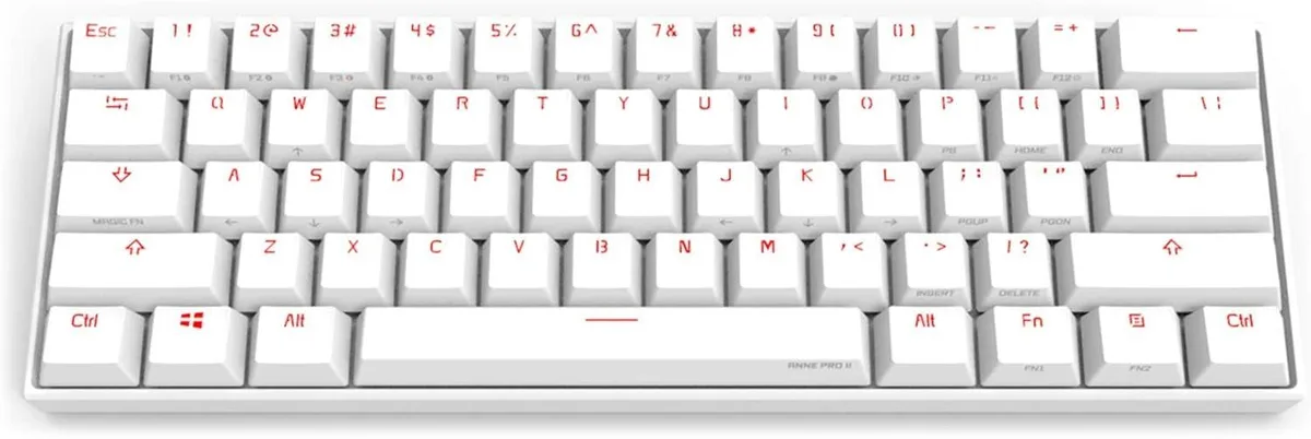 White 60% mechanical keyboard with RGB backlighting