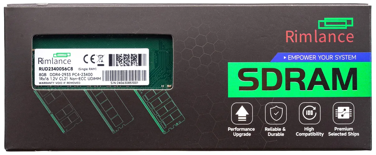 RIMLANCE RIMLANCE RUD23400S6C8 8GB DDR4 2400MHz UDIMM desktop RAM — ürün fotoğrafı