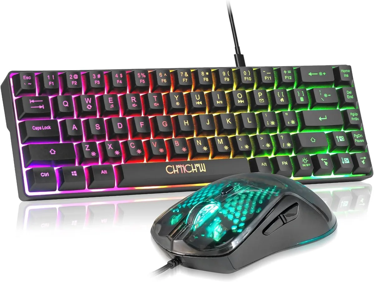 TUKO TUKO 60% Gaming Keyboard and Mouse Combo 68 Keys Wired RGB Black — produktbild
