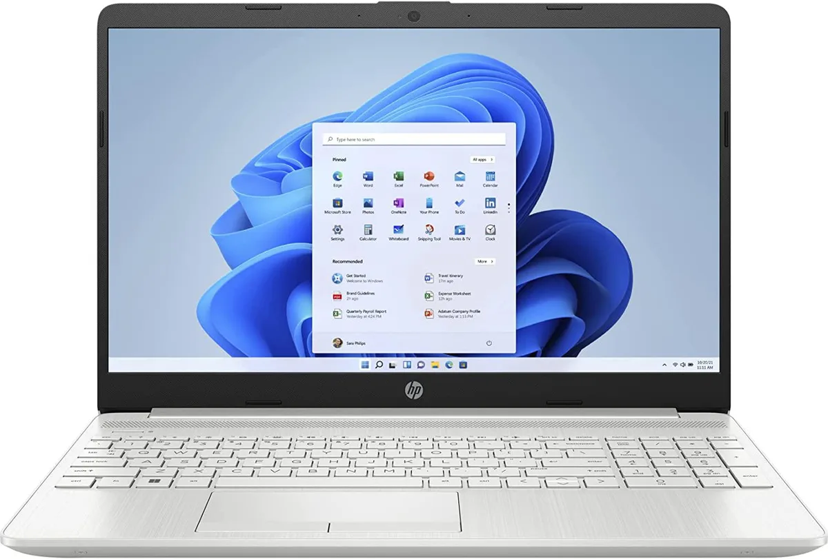 Natural silver 15.6 inch laptop with backlit keyboard and fingerprint reader