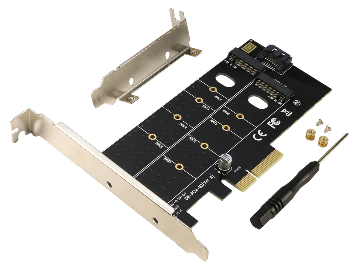 RIITOP RIITOP Dual M.2 PCIe &amp; SATA Expansion Card — zdjęcie produktu