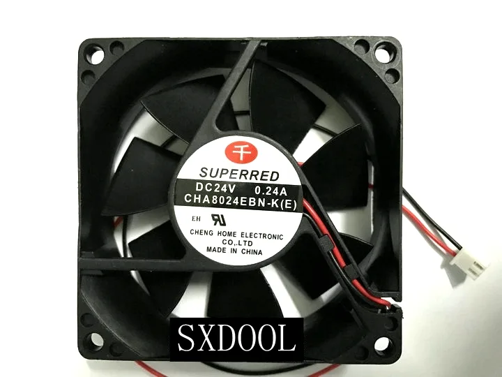 SXDOOL SXDOOL CHA8024EBN-K 80mm DC24V 0.24A 2-pin case fan — product photo
