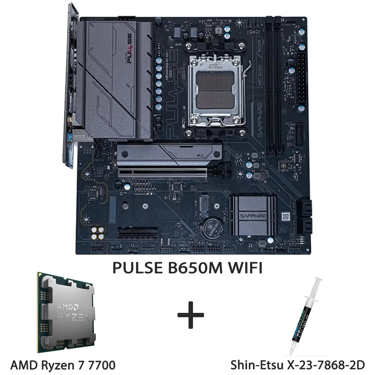 Sapphire PULSE B650M WIFI micro-ATX motherboard and Ryzen 7 7700 CPU combo kit