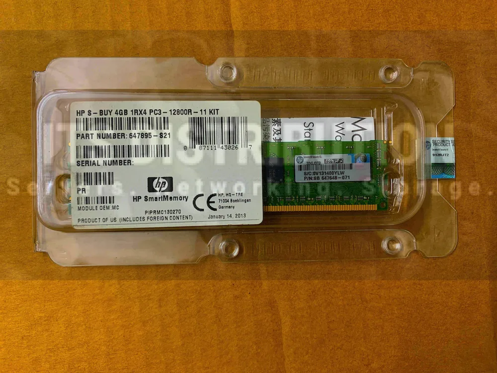 Green HPE server memory module, DIMM form factor, 240-pin DDR3 ECC registered