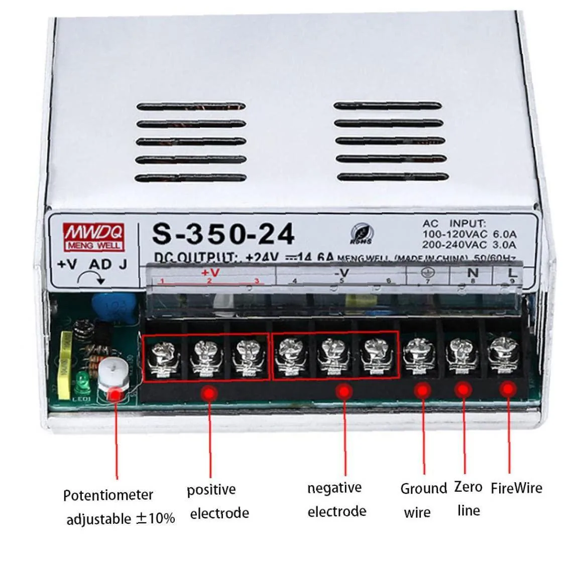 myVolts myVolts S-350-24v 24V 350W AT Power Supply — photo du produit
