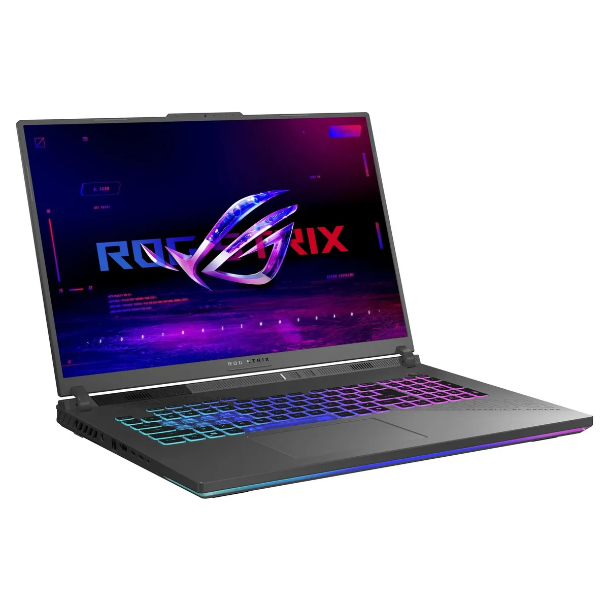 Eclipse Gray gaming laptop closed showing ROG branding on lid