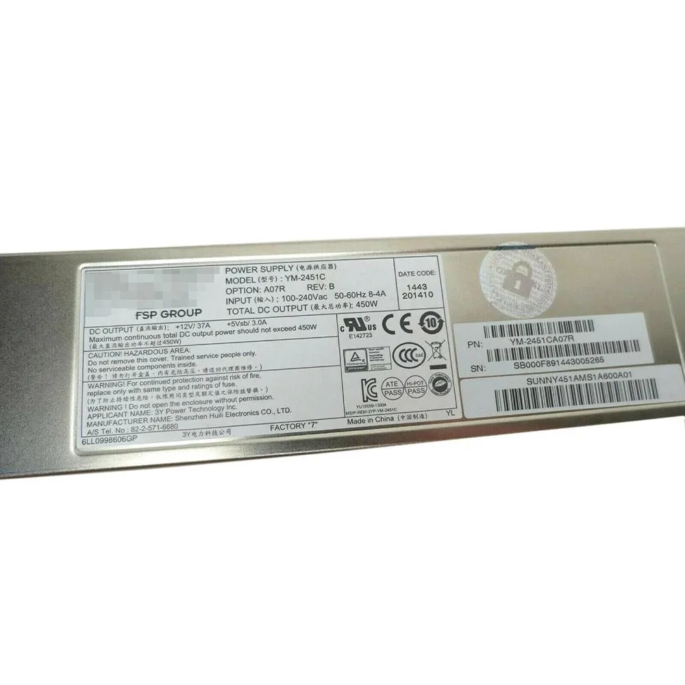 KHACHIMO KHACHIMO R525 R512 G2 3Y YM-2451C 36001872 450W power supply — product photo