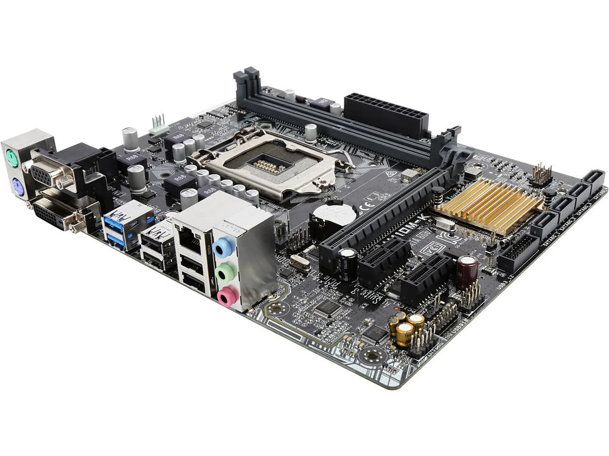 Green Micro ATX motherboard with silver LGA 1151 socket, two black DDR4 slots, one long PCIe x16 slot, one short PCIe x1 slot